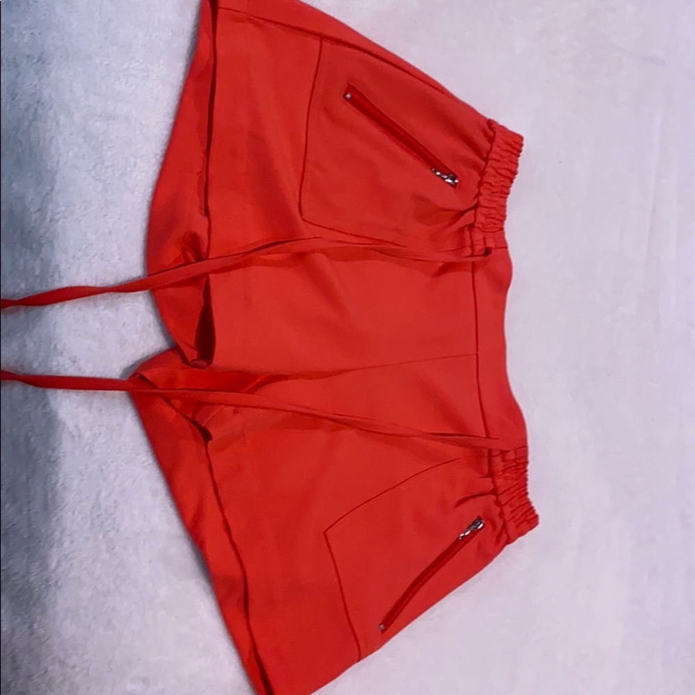 Orange Zipper Pocket shorts